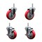 Service Caster 4 Inch Red Polyurethane Wheel Swivel 34 Inch Threaded Stem Caster Set 2 Brakes SCC SCC-TS20S414-PPUB-RED-34212-2-TLB-2 - alternate 1